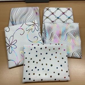 White Fabric Bundle with Iridescent Rainbow Accents